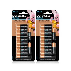 듀라셀 울트라 알카라인 건전지 AA 블리스터팩, 12개입, 2개
