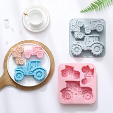 DIY 3連不同大小拖拉機造型硅膠模具, 1個