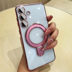 자석 삼성 갤럭시 S25 울트라 케이스 스탠드 및 링 홀더 MagSafe 내장 카메라 렌즈 보호기 전화 검정