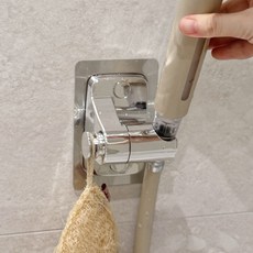 각도조절 샤워기 거치대 흡착형 샤워기걸이 무타공 강력고정 홀더, 실버