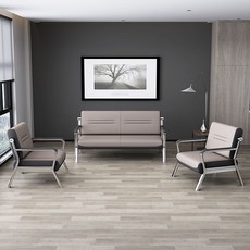 現代簡約辦公室接待會客區沙發組閤：商務洽談桌椅、等候休息區長椅茶幾組閤, 1+1+3