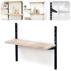 찬넬선반 세트 철제 목재 구성 다용도 벽앵글 받침, 1단, 블랙