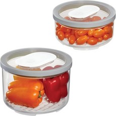 iDesign 대형 원형 냉장고 탈착식 배수 트레이와 뚜껑 포함 - 회색, Combo Set