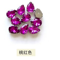 N Y K DIY多色水滴玻璃四爪鑽閃鑽服飾配件，兒童手工製作材料包，創意飾品DIY材料, 18*25水滴四角爪玫紅20顆, 1個