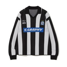 코드그라피 CGP [SS 프레젠테이션]C.GRAPHY 싸커 브이넥 카라 니트_블랙