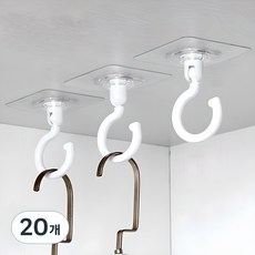 Zemi World 可旋轉天花板壁掛式掛鉤, 白色, 20個