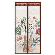 卡通圖案磁性防蚊門簾，靜音透氣網紗門簾，免安裝蚊帳，多款卡通圖案可選，自動閉合, 長耳兔