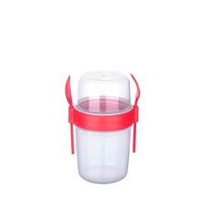GanoOne On the Go Cups 테이크 앤 고 컵 토핑 시리얼 또는 오트밀 용기 상단 뚜껑 그래놀라 및 과일 칸이 있는 휴대용 럭스 시리얼 테이크아웃 용기 (레드, 레드