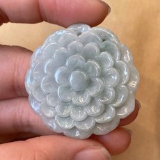 君遇 A貨翡翠花開富貴牡丹花吊飾 精緻雕刻居家擺件