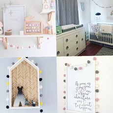 아이방 인테리어 장식 수제 펠트볼 가랜드 벽면 꾸미기 파티 데코 어린이 방, 폼폼가랜드_W퍼플