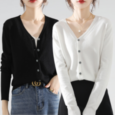 Dear Skin人造絲V領針織開襟衫 2件