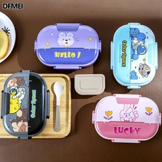 DFMEI 卡通宇航員不鏽鋼飯盒分格帶內盒便當盒上班族帶飯盒學生兒童餐盒, 粉紅色, 1個