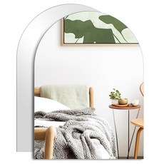 QEEYON 40.6cm x 30.5cm 아치형 욕실 거울 2개 욕실 화장대 거실 침실 입구용 높은 투명 유리 아치 벽