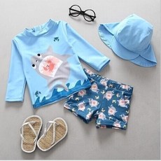 벨르팜므 유아 남아 썬캡래쉬가드 샤크크랩 3종세트