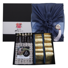 행복한 홍삼 국산 고려 홍삼 정과200g+홍삼 절편200g 답례품 선물 세트 보자기(네이비+노리개)+쇼핑백, 1개, 400g