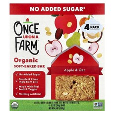 Once Upon A Farm 유기농 애플 오트 소프트바 4개입 아기 간식 귀리바 부드러운 식감 (미국산), 애플 오트 4개입