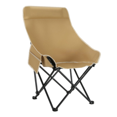 露營月亮椅 超輕便攜 耐重120kg 折疊椅 附收納袋, 免安裝高背款流沙金贈收納袋沒口袋, 1個