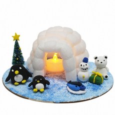 [1+1] 실속 고급 이지콘 클레이 겨울 풍경 LED 이글루 만들기 꾸미기 1인용 어린이 교구 어린이집 복지관 행사