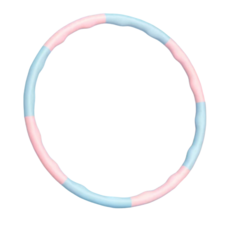 可拆卸波浪按摩呼啦圈，加厚泡棉，多節組裝，粉嫩配色，輕巧便攜，全家適用, 藍粉, 1個, 1kg