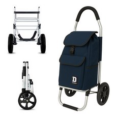 트렌드컨테이너 바퀴달린 시장 장바구니 접이식 폴딩 쇼핑 핸드 카트, 포켓형 블루(06684D), 1개