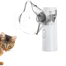 스마트 휴대용 가정용 반려동물 네뷸라이저 (고양이 & 강아지용) - 간편하게 사용하는 (호흡기 완화 및, 01 White