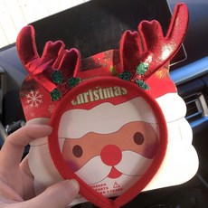 聖誕節造型眼鏡 聖誕眼鏡框 聖誕節 造型眼鏡 聖誕節裝飾鏡框 聖誕眼鏡 聖誕老人眼鏡 派對裝飾品送卡紙 聖誕老公公, 亮面紅鹿角髮箍, 1個