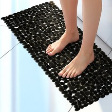 카라몰리 미끄럼방지 물빠짐 욕실 자갈 발매트 대형, 1개, 블랙