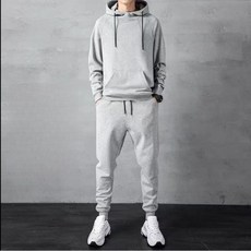 해피유통패셔너블한 따뜻한 기모 후드 운동 세트 남성용 편안한 착용감 XG26