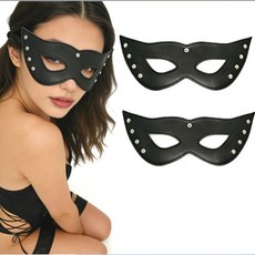 皮革面具 貓女面具 cosplay道具, 1個, 鉚釘魅兔面罩黑色