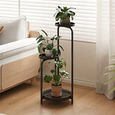 거실화분정리대 실내외 통용 철제화분정리대, 3단, 검정색