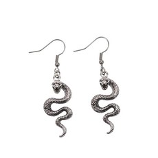 SENFAI Gothic Jewelry 남성용 스테인리스 스틸 바이퍼 스네이크 펜던트 체인 목걸이 귀걸이 스몰 메탈 보석 없음