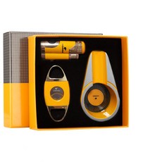 COHIBA 三件組雪茄用品禮盒 交換禮物 父親節禮物 男友禮物 送禮 生日禮物 煙灰缸 台灣公司貨, 1個, 黃色
