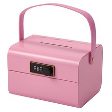 SUMERUZ 잠금 장치가 있는 미니 금고 - 아동용 돈 안전 및 현금 잠금 상자 현금 주얼리 및 귀중품을 위한 소형 금속 보안 안전 휴대용 보관 정리함 (블루), 핑크
