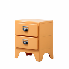 피트 미드센츄리 틈새 미니 플라스틱 레트로 빈티지 캐비넷 서랍장 수납장, 2단, 옐로우