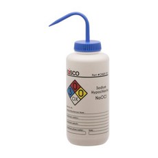 차아염소산나트륨용 EISCO 워시 보틀표백제 1000ml - 컬러 코딩 화학 및 안전 정보4가지 색상 - 넓은 입 자가 환기 저밀도 폴리에틸렌 - 퍼포먼스 플라스틱 랩, 1