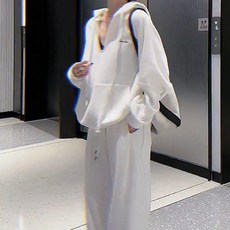 優選 胖特大碼斤春秋季休閒套裝女寬鬆束腳運動褲衛衣連帽兩件套 副廠產品