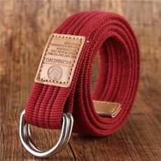 LARGE STORE 經典百搭合金雙環扣帆布腰帶 男生皮帶 牛仔褲皮帶 百搭腰帶 免打孔腰帶 皮革腰帶