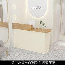 인포데스크 카페 매장 리셉션 프론트 안내 미용실, 골든옐로우우드그레인+아몬드왼쪽