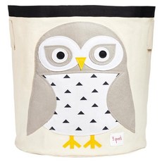 3 Sprouts 대형 장난감 보관 바구니 - 장난감 바구니 보관을 위한 손잡이가 달린 내구성 있는 어린이 및 아기 장난감 통 아기방 및 놀이방의 세탁을 위한 원형 바구니, Snowy Owl