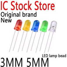 LED 램프 비즈 버블 F3 F5 레드 그린 옐로우 블루 화이트 스트레이트 전체 팩 직경 1000 개 3mm 5mm, 20 3mm yellow green