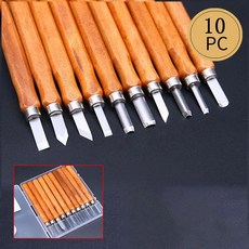 치즐 가죽공예 목수 초보자 조각한 탄소강 나무 조각 도구로 설정, [04] 10pcs