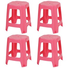 지오리빙 플라스틱 사각의자 4p 간이 야외 포장마차 편의점, 4개, 핑크
