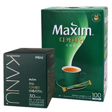 [블루존] 맥심 디카페인 커피믹스 100개입 + 카누 디카페인 아메리카노 미니 30개입 1세트, 1개