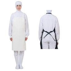 식당 급식 주방 목끈형 길이조절 양면 우레탄 방수 앞치마 식당주방 주방앞치마, 중형 화이트, 1개, 중형 화이트