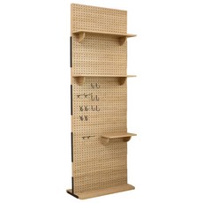 洞洞板收納壁板/屏風 層板掛勾收納架, 漂流木紋, 3層