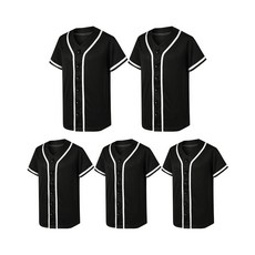 MTTYYD 5팩 남성용 플레인 블랭크 야구 저지 버튼 다운 셔츠 반소매 힙스터 힙합 스포츠 팀 유니폼 화이트. 3XL 167875 8154734033