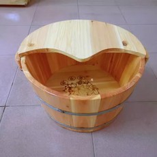 족욕통 발찜질 원목 나무통 각탕기 대야, 25cm 나무 양동이 뚜껑, 1개