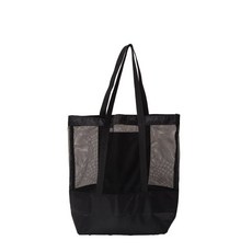 沙灘袋洗漱包海邊旅行網布牛津布袋戶外大容量網格收納包, 29*14*40;黑色