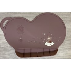 【台灣現貨】硅膠兒童餐墊 防水防油隔熱矽膠餐墊 兒童餐桌墊 寶寶吃飯墊 防污墊, 深棕白雲熊, 1個