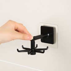 접착식 회전 주방걸이 조리도구걸이, 1개, 회전형 블랙